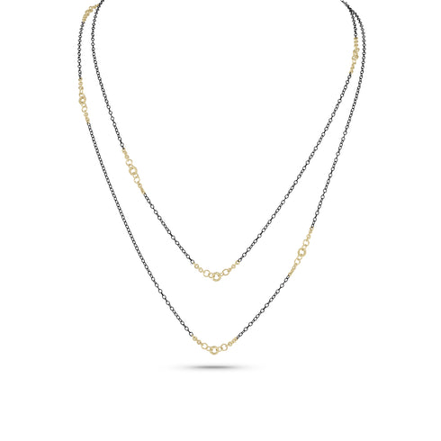 sexy noir pendant chain with yellow gold segments <span class='visuallyhidden'>Contact the Beverly Hills store at 323-404-2959 or through this website for shopping assistance.</span>