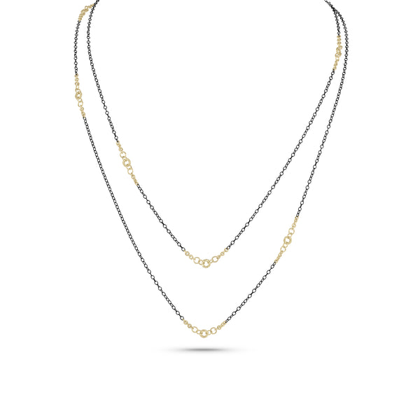 sexy noir pendant chain with yellow gold segments <span class='visuallyhidden'>Contact the Beverly Hills store at 323-404-2959 or through this website for shopping assistance.</span>