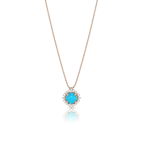 sparkle diamond pendant necklace in Sleeping Beauty turquoise and rose gold <span class='visuallyhidden'>Call, text 323-404-2959 for shopping help.</span>