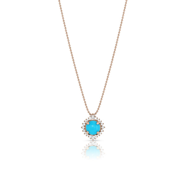 sparkle diamond pendant necklace in Sleeping Beauty turquoise and rose gold <span class='visuallyhidden'>Call, text 323-404-2959 for shopping help.</span>