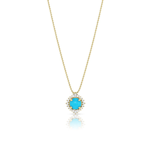 turquoise and white diamond sparkle pendant necklace, in yellow gold <span class='visuallyhidden'>Call, text 323-404-2959 for shopping help.</span>