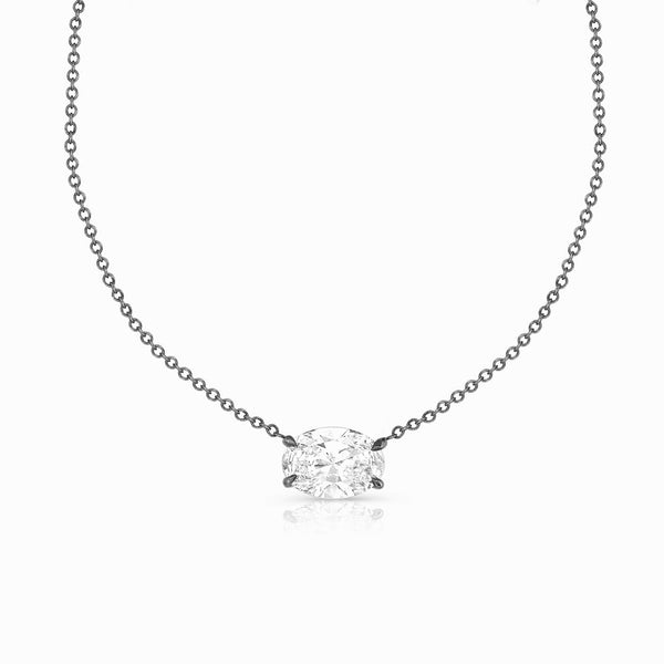 east-west oval diamond choker<br>in AG white diamond paired with black gold <span class='visuallyhidden'>Call, text 323-404-2959 for shopping help.</span>