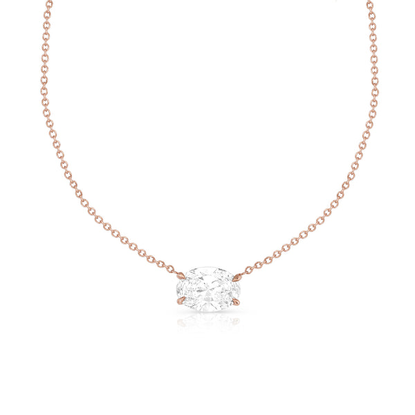 east-west oval diamond choker<br>in white diamond paired with rose gold <span class='visuallyhidden'>Call, text 323-404-2959 for shopping help.</span>
