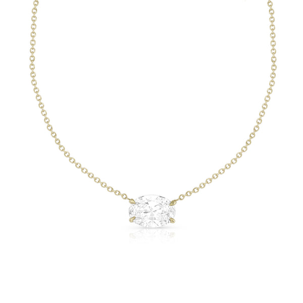 east-west oval diamond choker<br>in white diamond paired with yellow gold <span class='visuallyhidden'>Call, text 323-404-2959 for shopping help.</span>