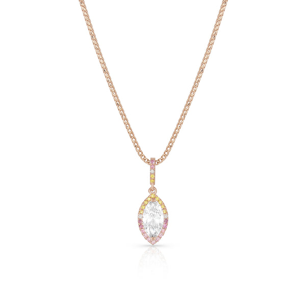 marquise diamond pendant necklace<br>with fancy diamond ombre halo and bail <span class='visuallyhidden'>Call, text 323-404-2959 for shopping help.</span>