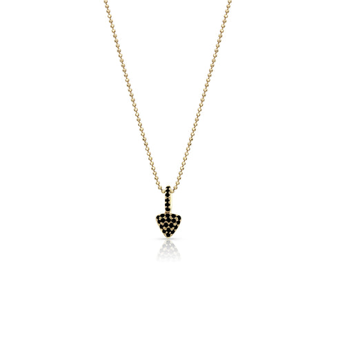 diamond pave triangle pendant necklace, petite size, in yellow diamonds and yellow gold <span class='visuallyhidden'>Call, text 323-404-2959 for shopping help.</span>