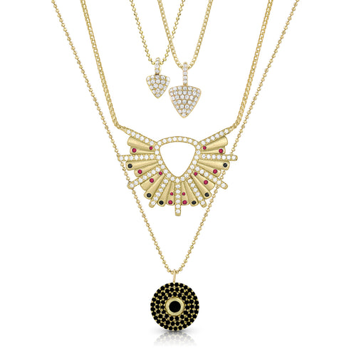 with our triangle and carrie pendant necklaces,<br>both available in arrays of colors and sizes <span class='visuallyhidden'>Contact the Beverly Hills store at 323-404-2959 or through this website for shopping assistance.</span>