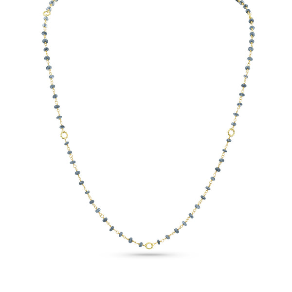 Dominique Cohen 2mm gemstone beads delicate chain necklace, in blue sapphire and 18k yellow gold <span class='visuallyhidden'>Call, text 323-404-2959 for shopping help.</span>