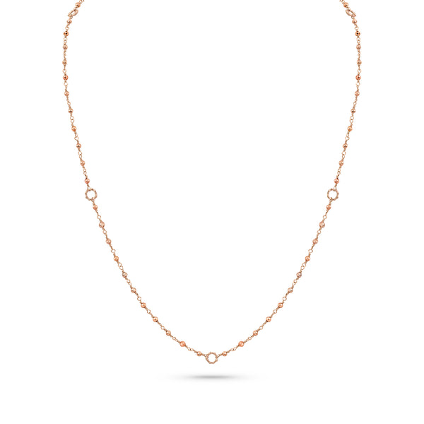 Dominique Cohen 2mm gemstone beads delicate chain necklace, in rose pyrite and 18k rose gold <span class='visuallyhidden'>Call, text 323-404-2959 for shopping help.</span>