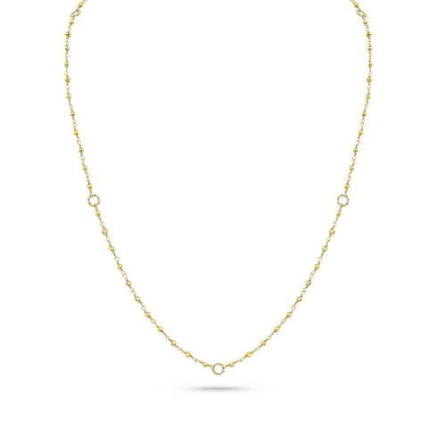 Dominique Cohen 2mm gemstone beads delicate chain necklace, in yellow pyrite and 18k yellow gold <span class='visuallyhidden'>Call, text 323-404-2959 for shopping help.</span>
