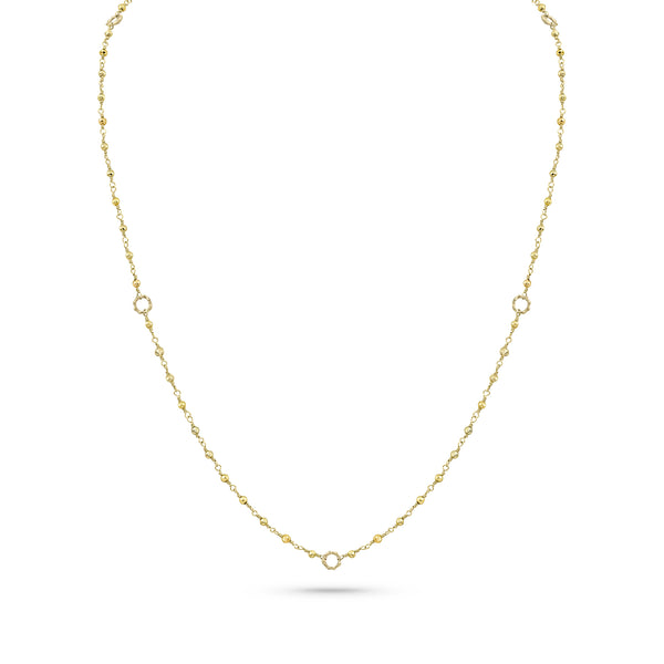 Dominique Cohen 2mm gemstone beads delicate chain necklace, in yellow pyrite and 18k yellow gold <span class='visuallyhidden'>Call, text 323-404-2959 for shopping help.</span>