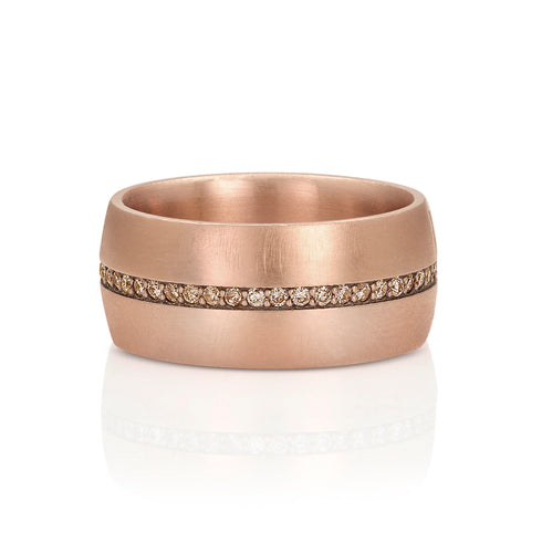 champagne diamond eternity cross cigar band ring,from behind <span class='visuallyhidden'>Call, text 323-404-2959 for shopping help.</span>