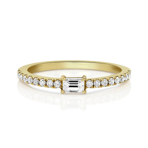 diamond baguette and diamond pave ring in yellow gold <span class='visuallyhidden'>Call, text 323-404-2959 for shopping help.</span>