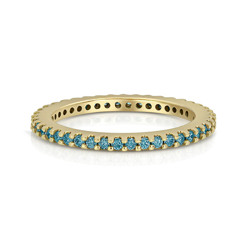 blue diamond eternity stack ring,<br>tall style,<br>in yellow gold <span class='visuallyhidden'>Call or text 323-404-2959 if you need shopping assistance.</span>