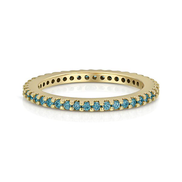 blue diamond eternity stack ring,<br>tall style,<br>in yellow gold <span class='visuallyhidden'>Call or text 323-404-2959 if you need shopping assistance.</span>