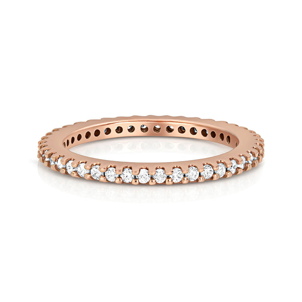 white diamond eternity stack ring,<br>tall style,<br>in rose gold <span class='visuallyhidden'>Call or text 323-404-2959 if you need shopping assistance.</span>