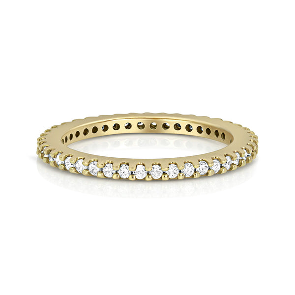 white diamond eternity stack ring,<br>tall style,<br>in yellow gold <span class='visuallyhidden'>Call or text 323-404-2959 if you need shopping assistance.</span>